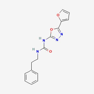 molecular formula C15H14N4O3 B2593326 1-(5-(Furan-2-yl)-1,3,4-oxadiazol-2-yl)-3-phenethylurea CAS No. 1210193-51-3
