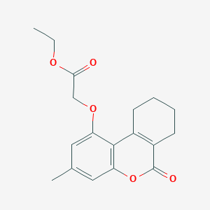 molecular formula C18H20O5 B2593337 ethyl [(3-methyl-6-oxo-7,8,9,10-tetrahydro-6H-benzo[c]chromen-1-yl)oxy]acetate CAS No. 307550-46-5