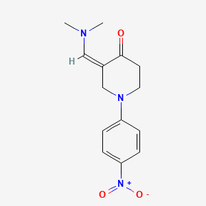 molecular formula C14H17N3O3 B2593338 3-[(dimethylamino)methylene]-1-(4-nitrophenyl)tetrahydro-4(1H)-pyridinone CAS No. 338757-98-5