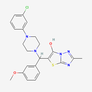 molecular formula C23H24ClN5O2S B2593350 5-((4-(3-Chlorophenyl)piperazin-1-yl)(3-methoxyphenyl)methyl)-2-methylthiazolo[3,2-b][1,2,4]triazol-6-ol CAS No. 851969-68-1