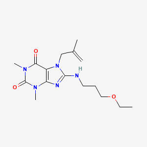 molecular formula C16H25N5O3 B2593366 8-(3-Ethoxypropylamino)-1,3-dimethyl-7-(2-methylprop-2-enyl)purine-2,6-dione CAS No. 672919-65-2