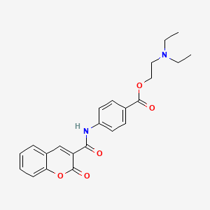 molecular formula C23H24N2O5 B2593374 4-(2-oxo-2H-cromen-3-carboxamido)benzoato de 2-(dietilamino)etilo CAS No. 139964-78-6