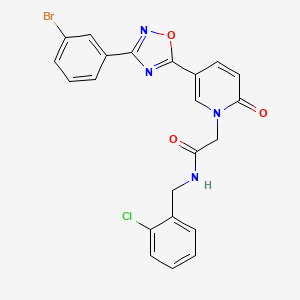 molecular formula C22H16BrClN4O3 B2593376 2-(5-(3-(3-bromophenyl)-1,2,4-oxadiazol-5-yl)-2-oxopyridin-1(2H)-yl)-N-(2-chlorobenzyl)acetamide CAS No. 1326906-25-5