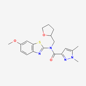 N-(6-methoxybenzo[d]thiazol-2-yl)-1,5-dimethyl-N-((tetrahydrofuran-2-yl)methyl)-1H-pyrazole-3-carboxamide