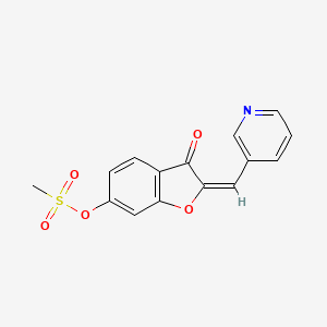 (2E)-3-oxo-2-(pyridin-3-ylmethylidene)-2,3-dihydro-1-benzofuran-6-yl methanesulfonate