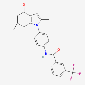 molecular formula C25H23F3N2O2 B2593385 3-(trifluoromethyl)-N-[4-(2,6,6-trimethyl-4-oxo-5,7-dihydroindol-1-yl)phenyl]benzamide CAS No. 1024231-00-2