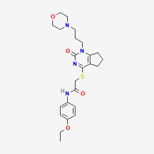 molecular formula C24H32N4O4S B2593388 N-(4-乙氧基苯基)-2-((1-(3-吗啉代丙基)-2-氧代-2,5,6,7-四氢-1H-环戊[d]嘧啶-4-基)硫代)乙酰胺 CAS No. 898444-85-4