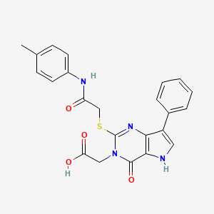 molecular formula C23H20N4O4S B2593399 2-(4-oxo-2-((2-oxo-2-(p-tolylamino)ethyl)thio)-7-phenyl-4,5-dihydro-3H-pyrrolo[3,2-d]pyrimidin-3-yl)acetic acid CAS No. 2034275-11-9