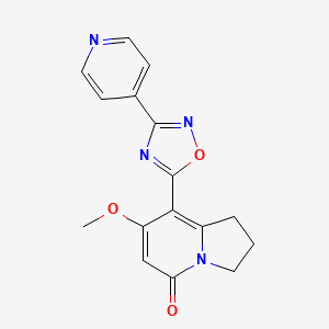molecular formula C16H14N4O3 B2593408 7-甲氧基-8-(3-(吡啶-4-基)-1,2,4-恶二唑-5-基)-2,3-二氢吲哚并氮杂环-5(1H)-酮 CAS No. 2034421-12-8