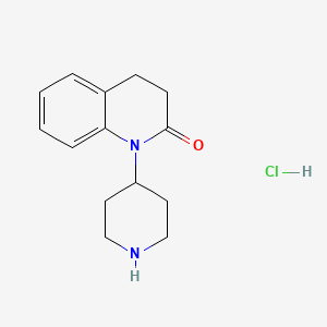 molecular formula C14H19ClN2O B2593414 盐酸1-(4-哌啶基)-1,2,3,4-四氢-2-喹啉酮 CAS No. 141134-83-0