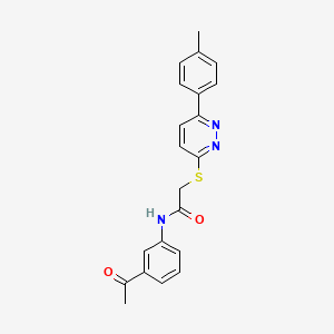 molecular formula C21H19N3O2S B2593431 N-(3-acetylphenyl)-2-((6-(p-tolyl)pyridazin-3-yl)thio)acetamide CAS No. 872694-74-1