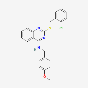 molecular formula C23H20ClN3OS B2593433 2-[(2-chlorophenyl)methylsulfanyl]-N-[(4-methoxyphenyl)methyl]quinazolin-4-amine CAS No. 688355-55-7