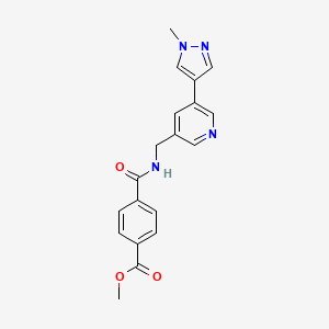 molecular formula C19H18N4O3 B2593439 4-(((5-(1-甲基-1H-吡唑-4-基)吡啶-3-基)甲基)氨基甲酰基)苯甲酸甲酯 CAS No. 2034229-99-5