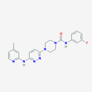 molecular formula C21H22FN7O B2593441 N-(3-fluorophenyl)-4-(6-((4-methylpyridin-2-yl)amino)pyridazin-3-yl)piperazine-1-carboxamide CAS No. 1021109-38-5