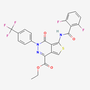 molecular formula C23H14F5N3O4S B2593443 5-[(2,6-二氟苯甲酰)氨基]-4-氧代-3-[4-(三氟甲基)苯基]噻吩并[3,4-d]哒嗪-1-羧酸乙酯 CAS No. 851951-30-9