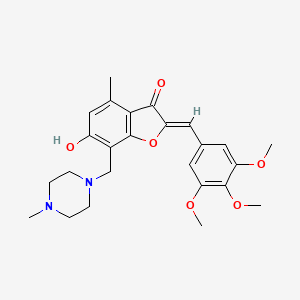 molecular formula C25H30N2O6 B2593447 (Z)-6-羟基-4-甲基-7-((4-甲基哌嗪-1-基)甲基)-2-(3,4,5-三甲氧基苄叉亚甲基)苯并呋喃-3(2H)-酮 CAS No. 903862-63-5
