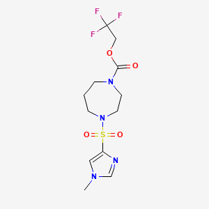 molecular formula C12H17F3N4O4S B2593453 2,2,2-三氟乙基 4-((1-甲基-1H-咪唑-4-基)磺酰基)-1,4-二氮杂环戊烷-1-羧酸酯 CAS No. 1903012-08-7