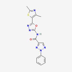 molecular formula C16H13N7O2S B2593458 N-(5-(2,4-dimetiltiazol-5-il)-1,3,4-oxadiazol-2-il)-2-fenil-2H-1,2,3-triazol-4-carboxamida CAS No. 1324301-68-9