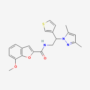 molecular formula C21H21N3O3S B2593462 N-(2-(3,5-dimethyl-1H-pyrazol-1-yl)-2-(thiophen-3-yl)ethyl)-7-methoxybenzofuran-2-carboxamide CAS No. 2034347-01-6