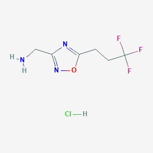 molecular formula C6H9ClF3N3O B2593469 (5-(3,3,3-Trifluoropropyl)-1,2,4-oxadiazol-3-yl)methanamine hydrochloride CAS No. 2230799-50-3