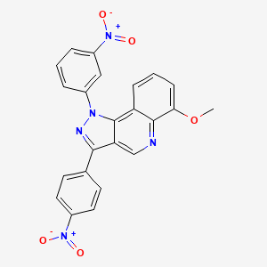 molecular formula C23H15N5O5 B2593472 6-methoxy-1-(3-nitrophenyl)-3-(4-nitrophenyl)-1H-pyrazolo[4,3-c]quinoline CAS No. 901044-98-2