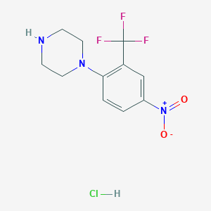 molecular formula C11H13ClF3N3O2 B2593477 1-[4-Nitro-2-(trifluoromethyl)phenyl]piperazine hydrochloride CAS No. 1049789-26-5
