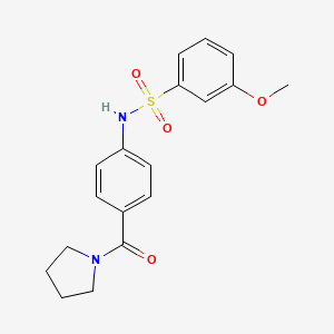 molecular formula C18H20N2O4S B2593478 3-甲氧基-N-(4-(吡咯烷-1-甲酰基)苯基)苯磺酰胺 CAS No. 690962-45-9