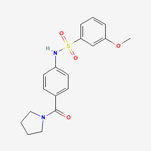 molecular formula C18H20N2O4S B2593478 3-méthoxy-N-(4-(pyrrolidine-1-carbonyl)phényl)benzènesulfonamide CAS No. 690962-45-9