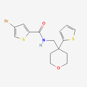 molecular formula C15H16BrNO2S2 B2593484 4-bromo-N-((4-(thiophen-2-yl)tetrahydro-2H-pyran-4-yl)methyl)thiophene-2-carboxamide CAS No. 1797971-38-0