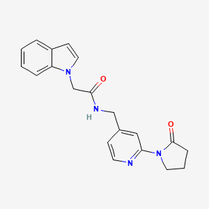 molecular formula C20H20N4O2 B2593491 2-(1H-indol-1-yl)-N-((2-(2-oxopyrrolidin-1-yl)pyridin-4-yl)methyl)acetamide CAS No. 2034313-12-5
