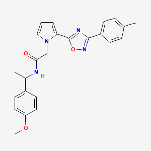 molecular formula C24H24N4O3 B2593504 N-[1-(4-methoxyphenyl)ethyl]-2-{2-[3-(4-methylphenyl)-1,2,4-oxadiazol-5-yl]-1H-pyrrol-1-yl}acetamide CAS No. 1260916-04-8