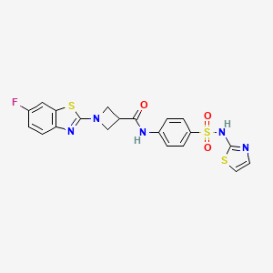 molecular formula C20H16FN5O3S3 B2593514 1-(6-氟苯并[d]噻唑-2-基)-N-(4-(N-(噻唑-2-基)磺酰胺基)苯基)氮杂环丁烷-3-甲酰胺 CAS No. 1396627-05-6