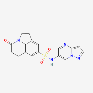 molecular formula C17H15N5O3S B2593515 4-氧代-N-(吡唑并[1,5-a]嘧啶-6-基)-2,4,5,6-四氢-1H-吡咯并[3,2,1-ij]喹啉-8-磺酰胺 CAS No. 2034505-11-6