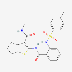 molecular formula C23H23N3O4S2 B2593529 N-甲基-2-[(2-{[(4-甲基苯基)磺酰基]氨基}苯甲酰基)氨基]-5,6-二氢-4H-环戊[b]噻吩-3-甲酰胺 CAS No. 868965-66-6