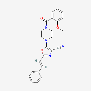 molecular formula C24H22N4O3 B2593533 (E)-5-(4-(2-甲氧基苯甲酰)哌嗪-1-基)-2-苯乙烯基恶唑-4-腈 CAS No. 940986-60-7