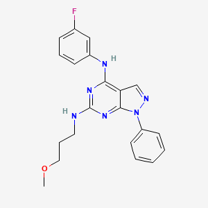 molecular formula C21H21FN6O B2593547 N4-(3-氟苯基)-N6-(3-甲氧基丙基)-1-苯基-1H-吡唑并[3,4-d]嘧啶-4,6-二胺 CAS No. 1005297-00-6