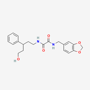 molecular formula C21H24N2O5 B2593549 N1-(苯并[d][1,3]二氧杂环-5-基甲基)-N2-(5-羟基-3-苯基戊基)草酰胺 CAS No. 1795299-11-4