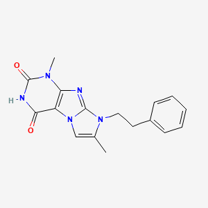 molecular formula C17H17N5O2 B2593558 1,7-Dimethyl-8-(2-phenylethyl)-1H-imidazo(2,1-F)purine-2,4(3H,8H)-dione CAS No. 476480-30-5