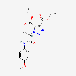 molecular formula C19H24N4O6 B2593560 二乙基1-(1-{[(4-甲氧基苯基)氨基]羰基}丙基)-1H-1,2,3-三唑-4,5-二羧酸酯 CAS No. 865656-92-4