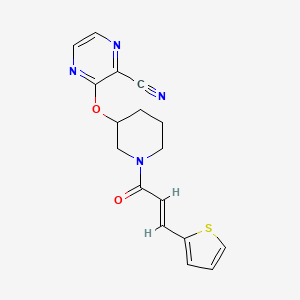 molecular formula C17H16N4O2S B2593561 (E)-3-((1-(3-(噻吩-2-基)丙烯酰)哌啶-3-基)氧基)吡嗪-2-甲腈 CAS No. 2035008-21-8