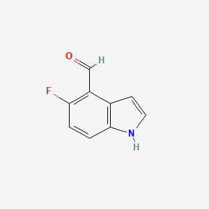 molecular formula C9H6FNO B2593570 1H-吲哚-4-甲醛，5-氟- CAS No. 1374873-57-0