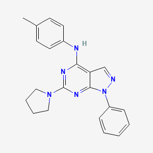 molecular formula C22H22N6 B2593580 N-(4-甲苯基)-1-苯基-6-(吡咯烷-1-基)-1H-吡唑并[3,4-d]嘧啶-4-胺 CAS No. 896638-75-8