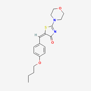 molecular formula C18H22N2O3S B2593582 (E)-5-(4-丁氧基苄叉)-2-吗啉代噻唑-4(5H)-酮 CAS No. 371232-74-5