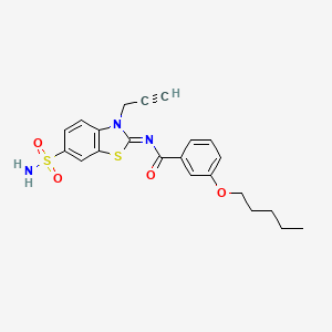 molecular formula C22H23N3O4S2 B2593585 3-戊氧基-N-(3-丙-2-炔基-6-磺酰胺基-1,3-苯并噻唑-2-亚基)苯甲酰胺 CAS No. 865182-33-8