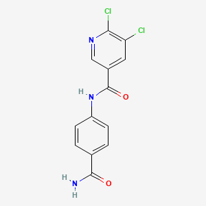 molecular formula C13H9Cl2N3O2 B2593602 N-(4-氨基苯甲酰基)苯-5,6-二氯吡啶-3-甲酰胺 CAS No. 903314-32-9