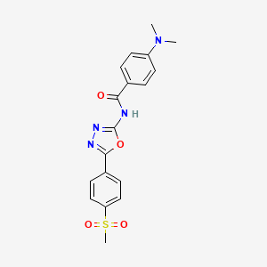 molecular formula C18H18N4O4S B2593618 4-(dimethylamino)-N-[5-(4-methylsulfonylphenyl)-1,3,4-oxadiazol-2-yl]benzamide CAS No. 886913-35-5