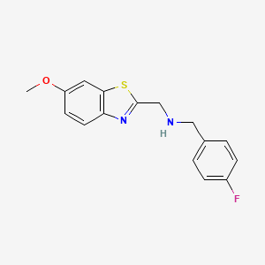 molecular formula C16H15FN2OS B2593620 1-(4-Fluorophenyl)-N-[(6-methoxy-1,3-benzothiazol-2-yl)methyl]methanamine CAS No. 2470435-42-6