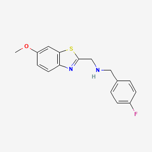 molecular formula C16H15FN2OS B2593620 N-[(6-Methoxy-1,3-benzothiazol-2-yl)methyl]-1-(4-fluorophenyl)methanamin CAS No. 2470435-42-6