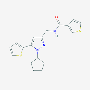 N-((1-cyclopentyl-5-(thiophen-2-yl)-1H-pyrazol-3-yl)methyl)thiophene-3-carboxamide