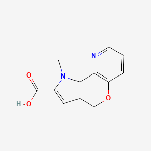 molecular formula C12H10N2O3 B2593627 1-Methyl-1,4-dihydropyrrolo[2',3',4,5]pyrano[3,2-b]pyridine-2-carboxylic acid CAS No. 2102410-26-2